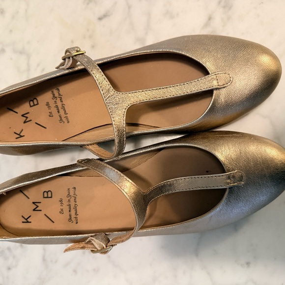 Anthropologie Gold Block Heel Mary Janes - Picture 2 of 3